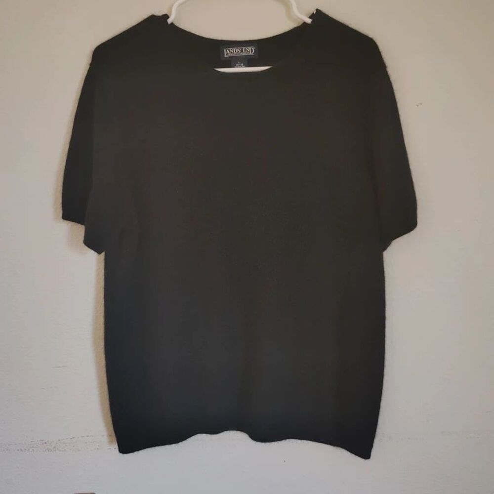 Land's End Black 100 % Cashmere Short Sleeve Top Size L